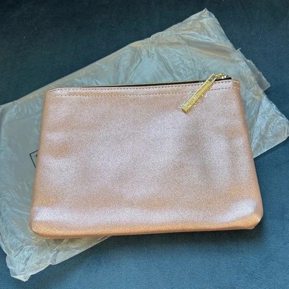 Lancôme Rose Gold Makeup Bag – Cosmetic Pouch – Shimmer Zip Case (NWT) - Picture 1 of 2